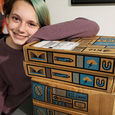 boy with boxes