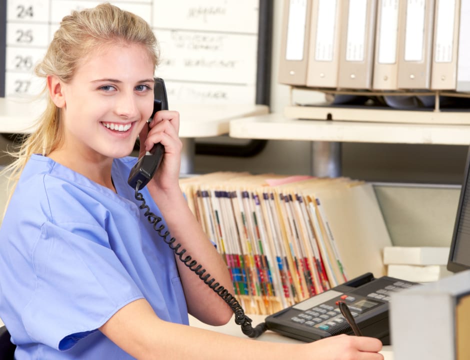 Woman answering the phone