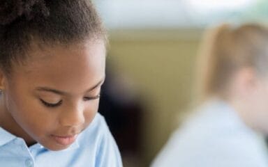 Little girl at school