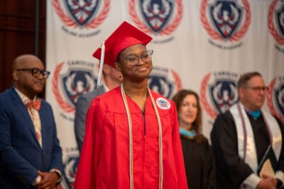 student girl smiling at graduation