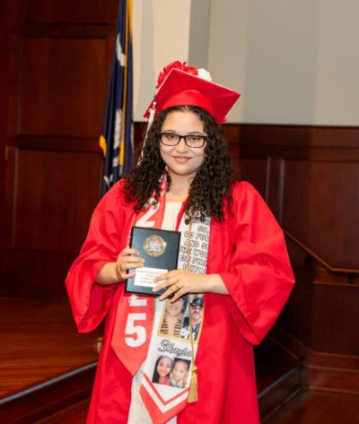 Student with her diploma