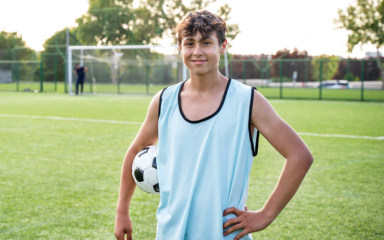 Boy playing soccer