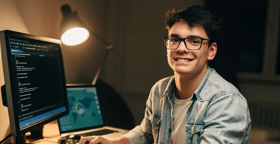 technology boy working