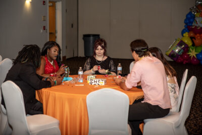 students playing games at the prom